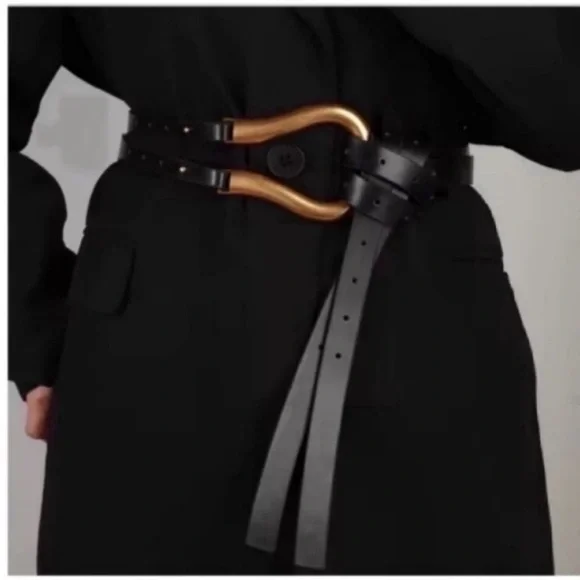 New! Black Leather Statement Belt NWOT - Picture 1 of 2